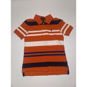 Polo Ralph Lauren Boys Size 6 Orange Striped Pony Logo Polo Shirt